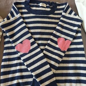 Madewell Waffle Knit Sweater w/ Heart Sleeves